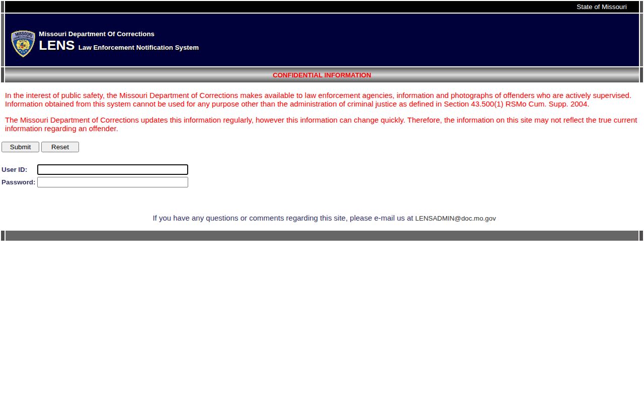 MODOC LENS page labeled confidential and limited to law enforcement